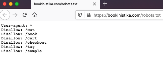 disallow robots.txt settings on the website bookinistika